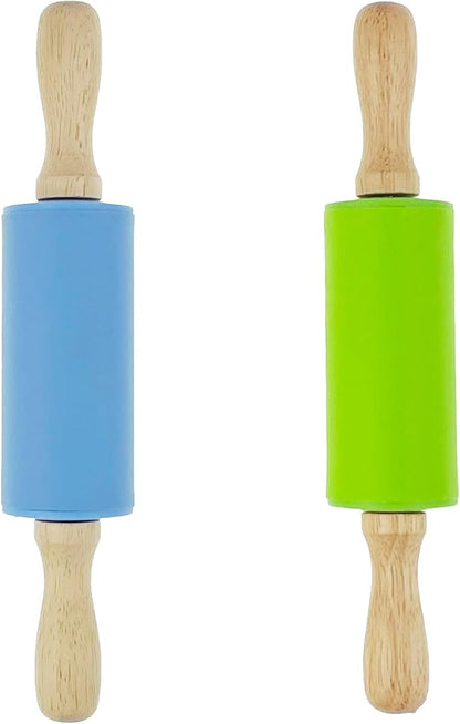 2 Pack Mini Small Rolling Pin 9 Inch Kids Rolling Pin Wooden Handle for Home Kitchen