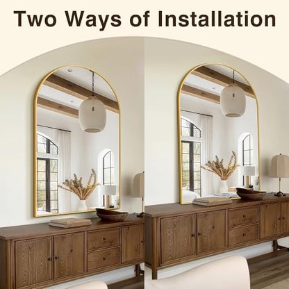 FICTOR 30" x 50" Arched Bathroom Vanity Mirror for Over Sink, Gold