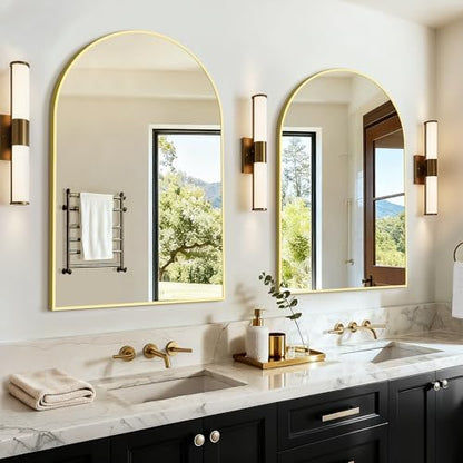 Arched Bathroom Vanity Mirror for Over Sink, 2 Pack 30”x20”, Gold