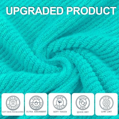VOOVA & MOVAS Washcloths 6PC, 100% Cotton, 13x13 in, Turquoise