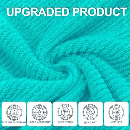 VOOVA & MOVAS Washcloths 6PC, 100% Cotton, 13x13 in, Turquoise