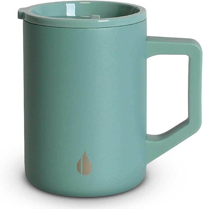 Elemental Insulated Coffee Mug - Triple-Wall Stainless Steel Summit Travel Cup for Hot and Cold Drinks - Thermal Coffee Mug with Lid and Handle for Camping, Office & Travel 16oz - Sage