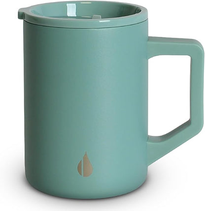 Elemental Insulated Coffee Mug - Triple-Wall Stainless Steel Summit Travel Cup for Hot and Cold Drinks - Thermal Coffee Mug with Lid and Handle for Camping, Office & Travel 16oz - Sage