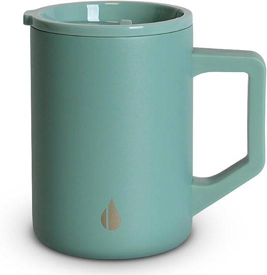 Elemental Insulated Coffee Mug - Triple-Wall Stainless Steel Summit Travel Cup for Hot and Cold Drinks - Thermal Coffee Mug with Lid and Handle for Camping, Office & Travel 16oz - Sage