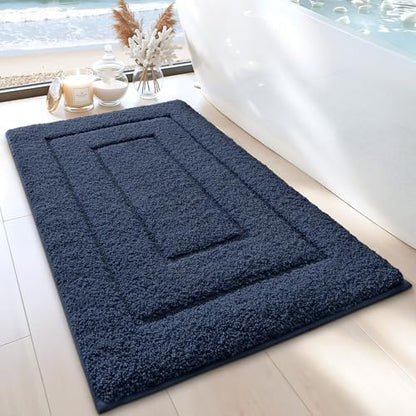 DEXI Bathroom Rugs 36x24, Non-Slip and Absorbent Bath Mat, Navy