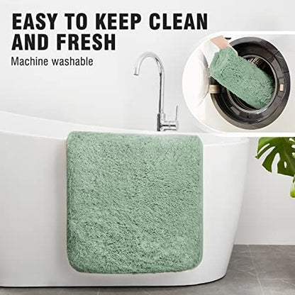 TECHMILLY Super Soft Shaggy Bathroom Rugs Sets 2 Piece, Absorbent Thick Non Slip Microfiber Bath Rugs, Quick Dry Machine Washable Bath Mat for Bathroom Floor, Bathtub and Shower