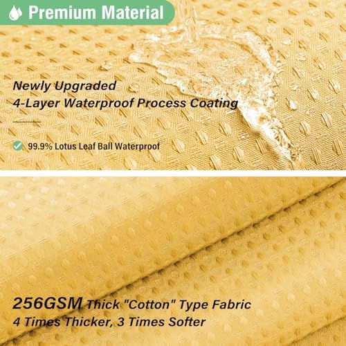 Dynamene Extra Long Waffle Shower Curtain 256 GSM Fabric 72"x84" Gold
