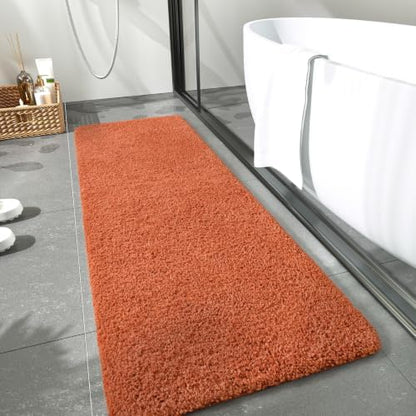 LOCHAS Bathroom Rug Runner 24x70 Inch, Bath Rugs Non Slip, Burnt Orange