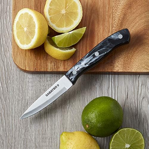 Sabatier Triple Riveted Paring Knife, 3.5-Inch, High-Carbon Stainless Steel, Razor-Sharp Kitchen Knife to Cut Fruit, Vegetables and more, Black