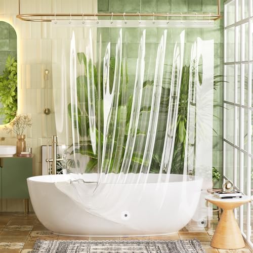 Bathway Shower Curtain Liner, Clear Shower Curtain Liner 72x78 PEVA Waterproof Shower Curtain Liner Long with 3 Magnets and 12 Rustproof Grommets, 78 Inch Shower Liner for Bathroom