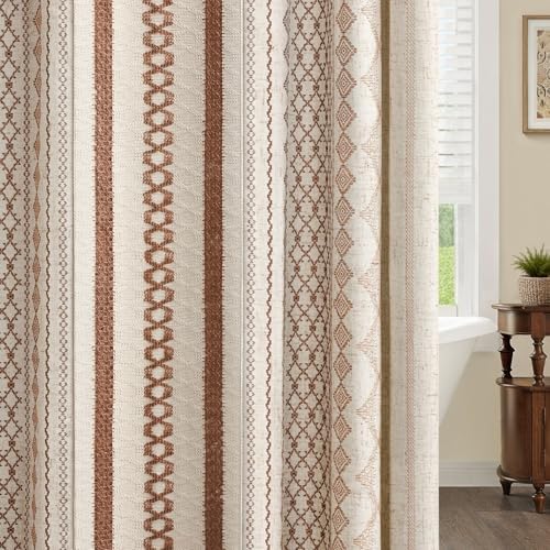 Brown Boho Linen Shower Curtain,72" W x 72" L
