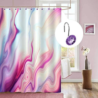 Purple Diamond Crystal Bling Shower Curtain Hooks Rings for Bathroom,12PCS