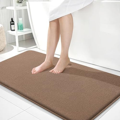 OLANLY Memory Foam Bathroom Runner Rugs 44x24, Absorbent Long Mat, Mocha