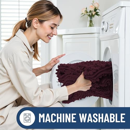 Smiry Bathroom Rugs 36X24, Extra Soft Rubber Backing Chenille Bath Mats