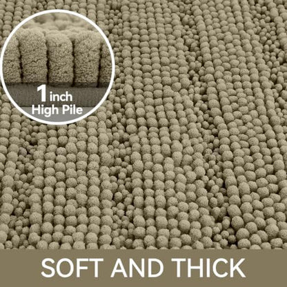 Bcoimo Bath Rug Mat,48x24 High Absorbent Latte Long Bathroom Runner Rugs