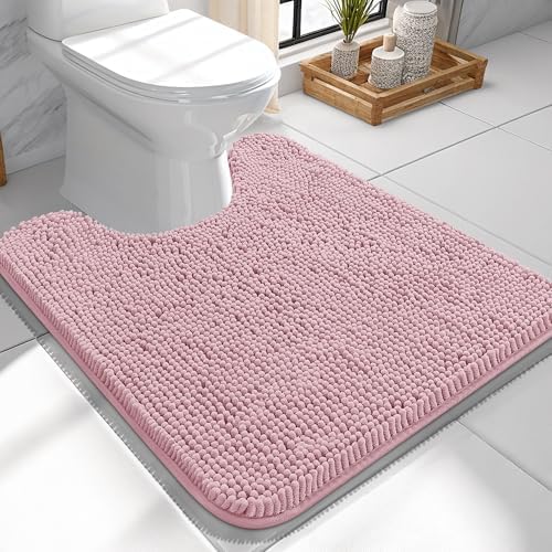 OLANLY Toilet Rugs U-Shaped 24x24, Soft Absorbent Chenille Contour Rugs