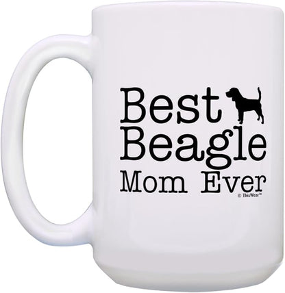 ThisWear Beagle Dog Mom Gifts Best Beagle Mom Ever Dog Mother Gifts 15oz Ceramic Coffee Mug with Handle