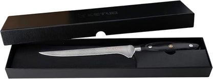 Ketuo Professional Chef Knife Damascus Carbon Steel with Laser Pattern Blade and Black Pakka Wood (7 Inch Boning Knife)