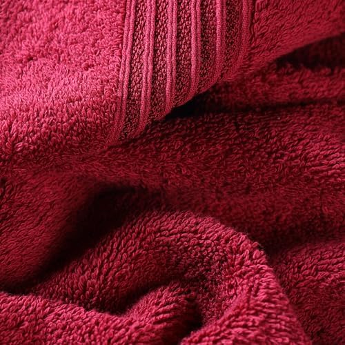 Superior Egyptian Cotton 9-Piece Towel Set, Assorted Towels for Home Bathroom, Guest Bath Decor Essentials, Includes 3 Bath, 3 Hand, 3 Face Towels/Washcloths, Quick Dry, Absorbent - Burgundy