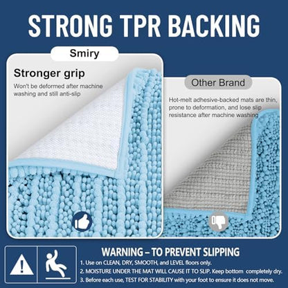 Smiry Bathroom Rugs 30X20, Extra Soft Rubber Backing Chenille Bath Mats