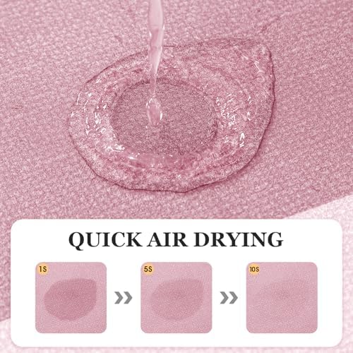 ACCUMTEK Non Slip Bath Mat, Thin Bathroom Rugs Fit Under Door, Quick Dry Bath Mats, Machine Washable Bath Rugs for Bathroom, Bathtub & Kitchen, Bathtub & Kitchen, Pink/Bordered/24 x17