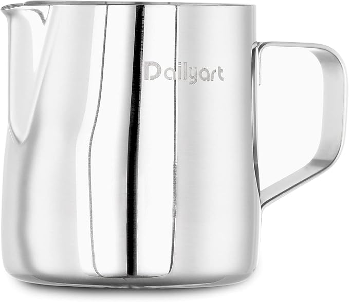 Milk Frothing Pitcher, Dailyart 6.8oz/200ml Milk Frother Cup 304 Stainless Steel Steaming Pitcher With Internal Scale, Espresso Accessories, Frother Pitchers For Espresso Machine Cappuccino Latte Art