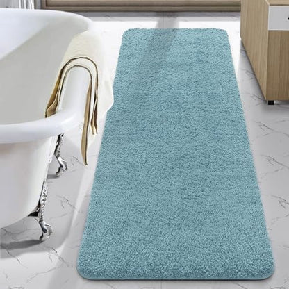 LOCHAS Bathroom Rug Runner 24x60 Inch, Bath Rugs Non Slip, Spa Blue