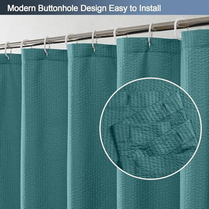 OWENIE Turquoise Shower Curtain or Bathroom 72x72 Inch, 3D Embossed Textured Waffle Fabric Shower Curtains, Soft Hotel Farmhouse Style, Water Repellent, Machine Washable, Turquoise, 72" W x 72" L