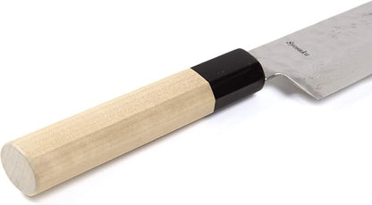 Japanese Multi Purpose Chef Knife Hammered Damascus VG-10 46 Layer Octagonal Magnolia Wood Handle, Santoku 7-inch (180mm)