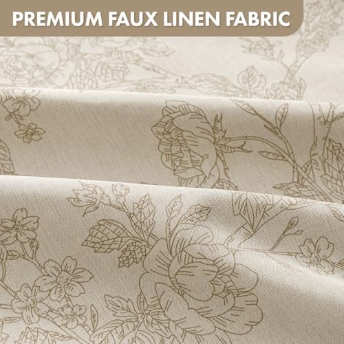 Extra Long Beige Floral Shower Curtain W72*L84 Inches Long