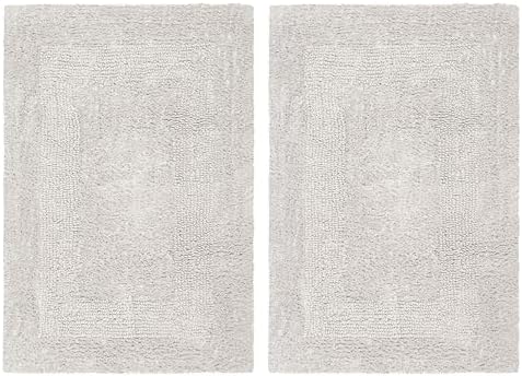 COTTON CRAFT 2 Pack Reversible Bath Mat - Plush Bath Rug - 17x24 - Platinum