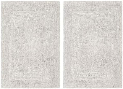 COTTON CRAFT Bath Rugs - 2 Pack Large 20x30 Soft Plush Bath Mats - Platinum
