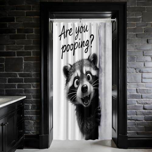 Small Stall Shower Curtain Rv Cute Raccoon, 36 x 72 Inchs