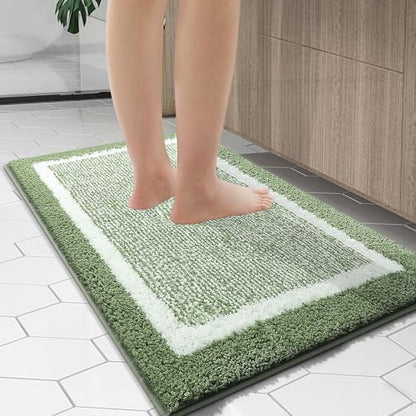 OLANLY Bathroom Runner Rugs 44x24, Long Bath Mats for Bathroom, Sage Green