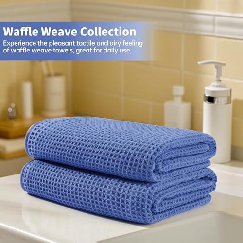 Microfiber Waffle Bath Towels, 4 Pieces, Soft, Absorbent, Fast Drying, Lint Free 430 GSM (27''x55''/68.58 cm x139.7 cm)