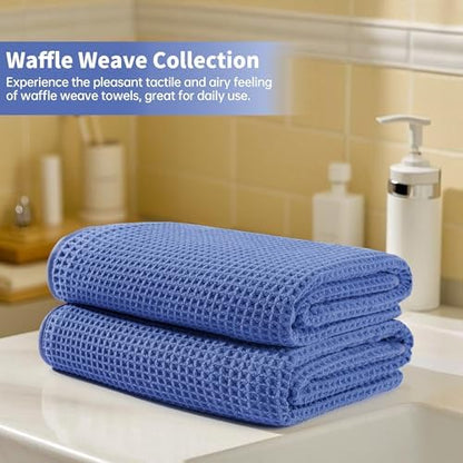 Microfiber Waffle Bath Towels, 4 Pieces, Soft, Absorbent, Fast Drying, Lint Free 430 GSM (27''x55''/68.58 cm x139.7 cm)
