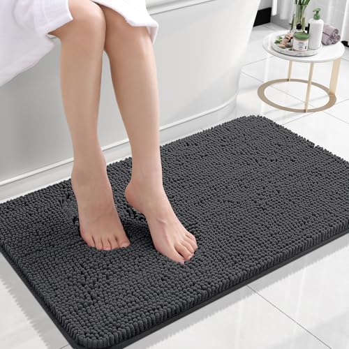 OLANLY Small Bathroom Rugs 24x16, Extra Soft Absorbent Chenille Bath Rugs