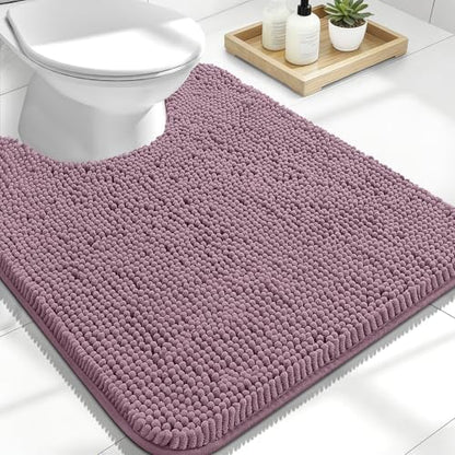 OLANLY Toilet Rugs U-Shaped 24x20, Soft Absorbent Chenille Contour Rugs