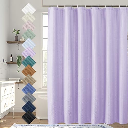 Aiyufeng Light Purple Shower Curtain for Bathroom, Embossed Textured Fabric Shower Curtain for Bathroom - Soft Cloth & Hotel Spa, Machine Washable, 72X72, Light Purple