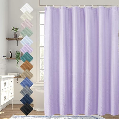Aiyufeng Light Purple Shower Curtain for Bathroom, Embossed Textured Fabric Shower Curtain for Bathroom - Soft Cloth & Hotel Spa, Machine Washable, 72X72, Light Purple