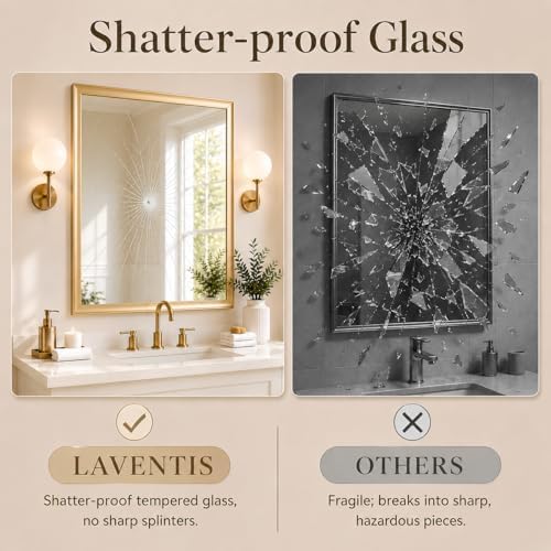 Brushed Gold Bathroom Mirrors for Over Sink 30x40 Inch