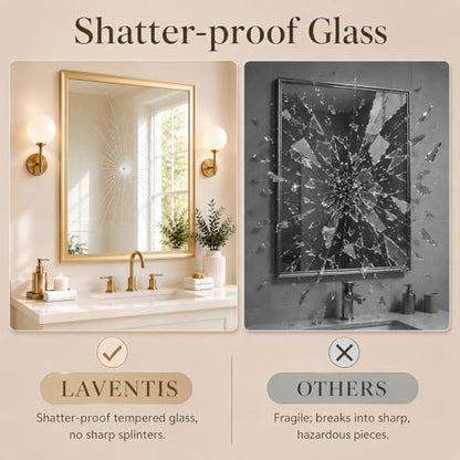 Brushed Gold Bathroom Mirrors for Over Sink 30x40 Inch