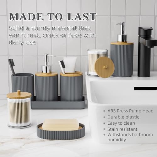Gray Bathroom Accessories Set with Shower Curtain and Rugs