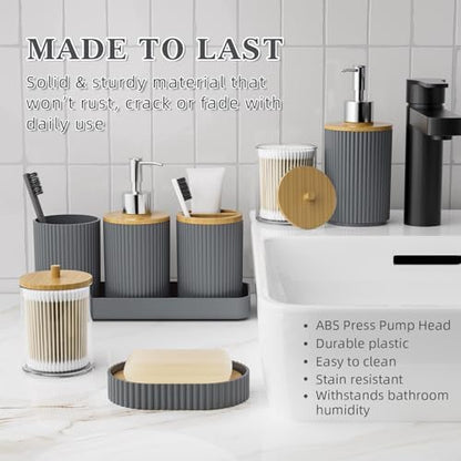 10PC Bathroom Accessories Set, Grey Bathroom Decor Accessory Sets