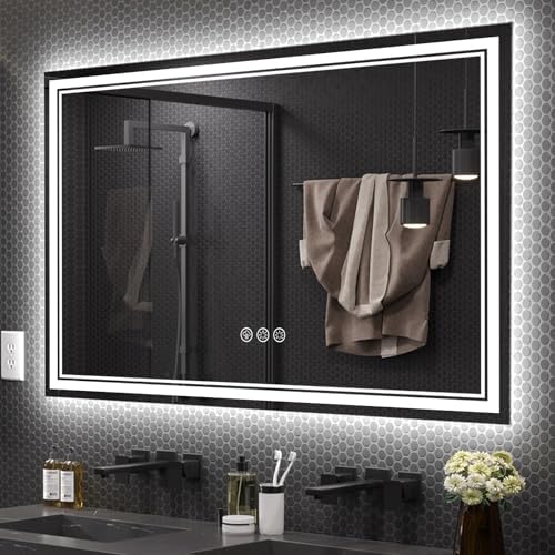 Ratsamee 60"x36" LED Bathroom Mirror with Lights, Backlit + Front Lit