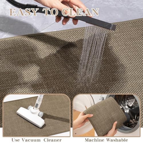 chakme Bathroom Rugs 47x17, Ultra Thin Non Slip Bath Mat Runner Quick Dry Absorbent Bath Mat for Bathroom Floor, (Dark Beige, 47"x17")
