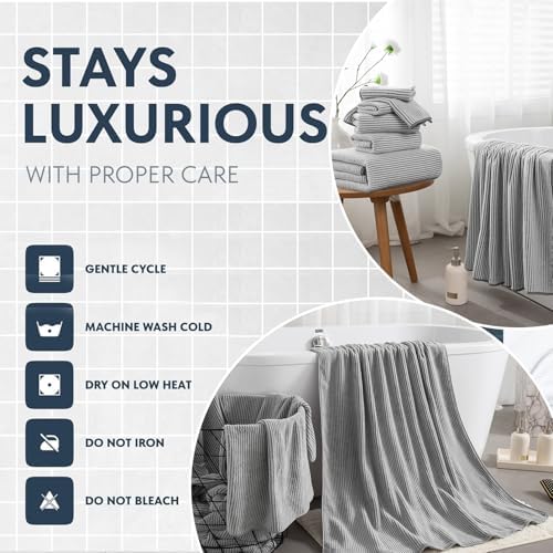 8-Piece Premium Towel Set for Bathroom|2 Oversized Large Bath Sheet,2 Hand Towels,4 Washcloths|Soft Cozy Highly Absorbent Fast Dry Microfiber Shower Towel Set for Hotel Bathroom Essentials,Grey