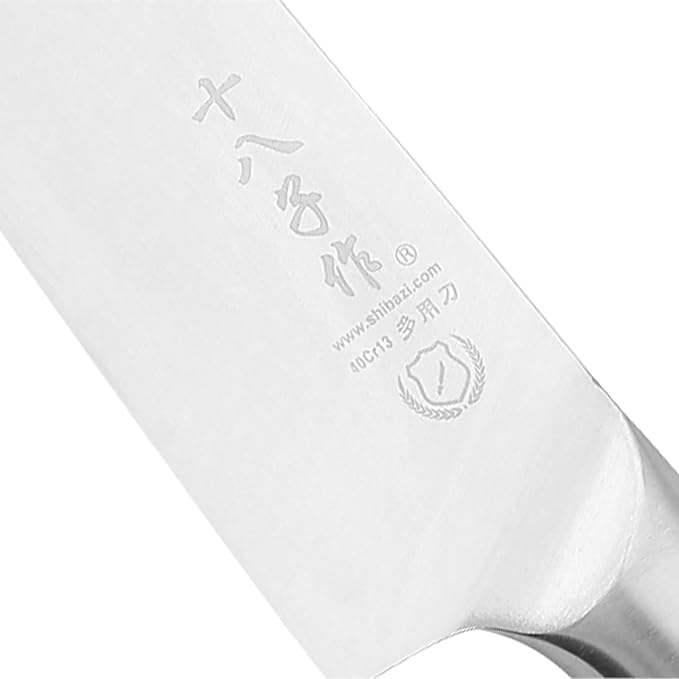 SHI BA ZI ZUO 6.5-inch Santoku knife Professional chef's knife, stainless steel kitchen knife with cast steel handle