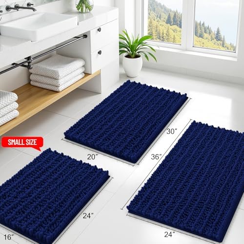 Smiry Bathroom Rugs 36X24, Extra Soft Rubber Backing Chenille Bath Mats