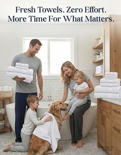 LANE LINEN Bath Towel Set 100% Cotton 24 Piece Soft Absorbent - White